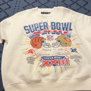 Abercrombie & Fitch Cream Super Bowl Crewneck Sweater